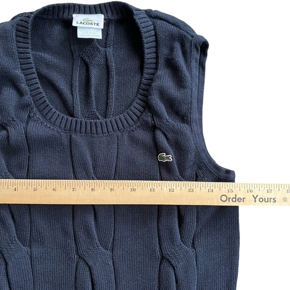 Lacoste Sweater Vest Womens 42 L Preppy Navy Knit Pullover Vest - Picture 3 of 8